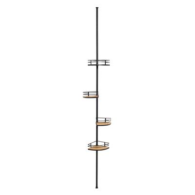 Étagère de douche télescopique inox et bambou