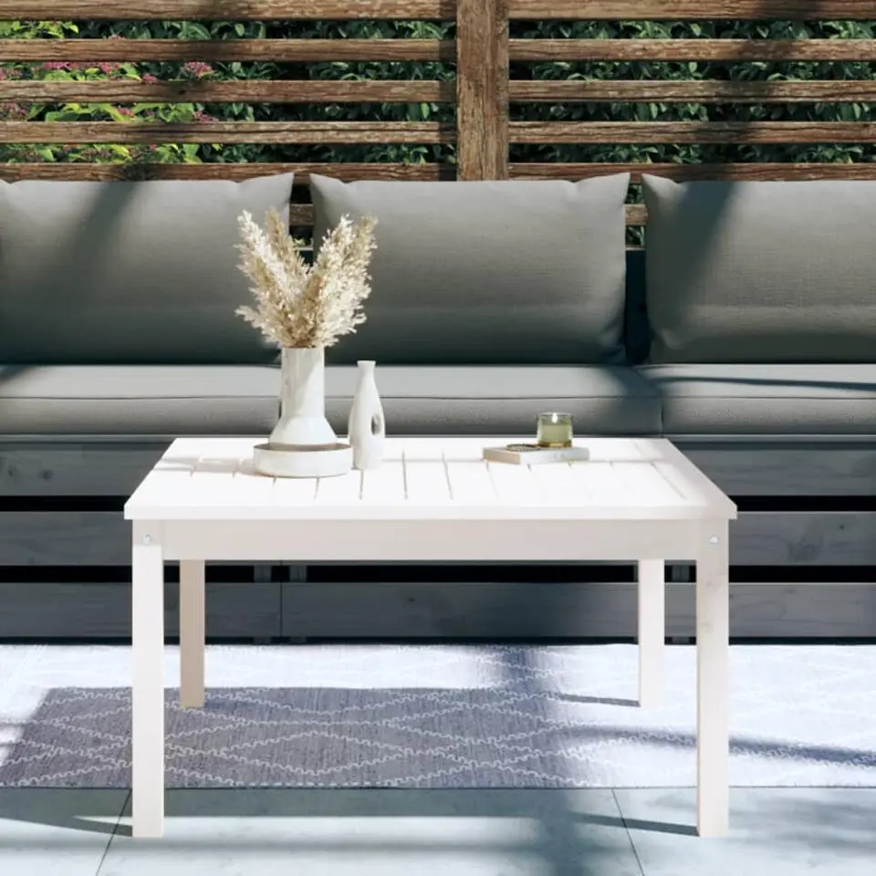 vidaXL - Loungetafel - Wit - Massief grenenhout - 82,5x82,5x45 cm