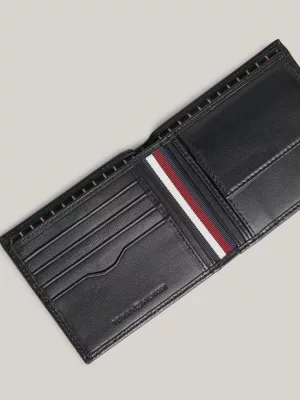 Carteira de couro com logotipo para cartões e moedas