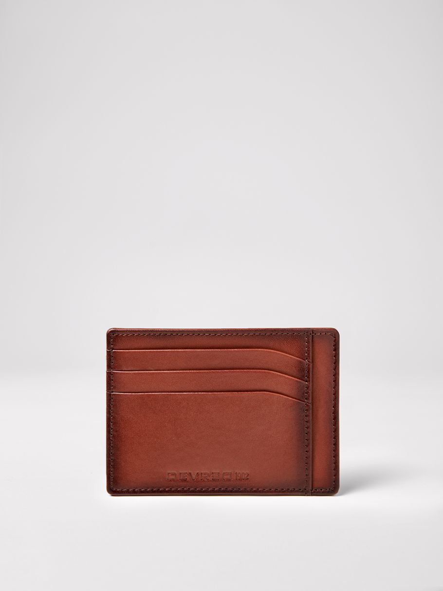 Porte-cartes en cuir patiné uni
