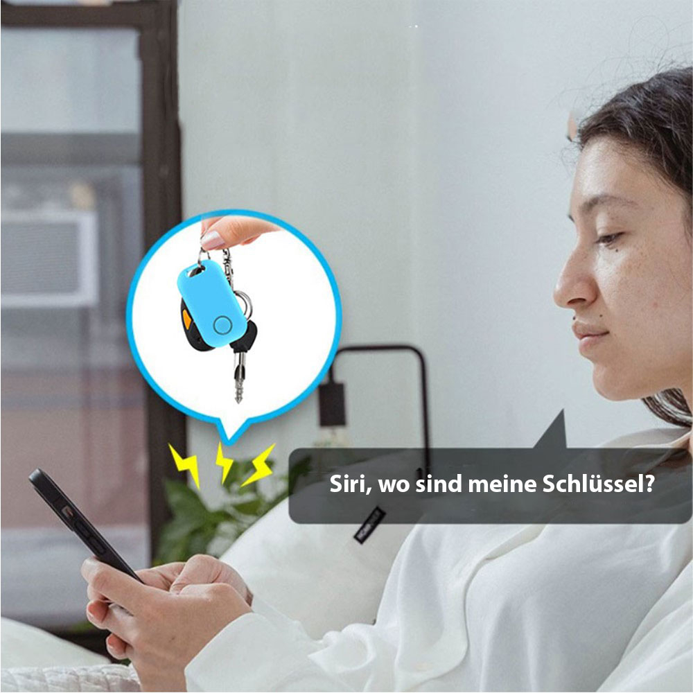 Bluetooth Keyfinder Smart Tracker Tag für iOS mit Apple Find My Network (mit Batterie CR2032) - Schwarz