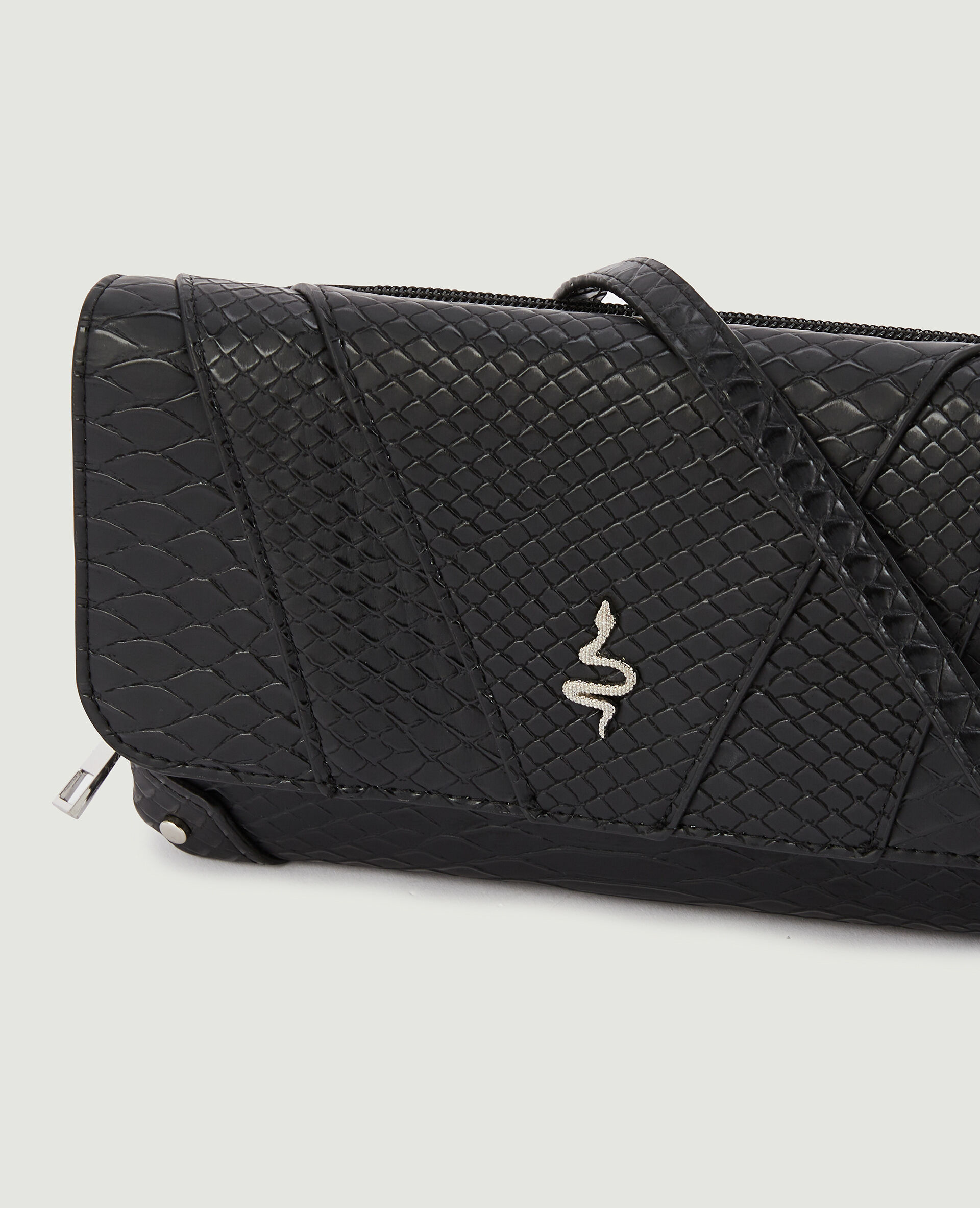 Sac pochette effet serpent avec chaine - Noir