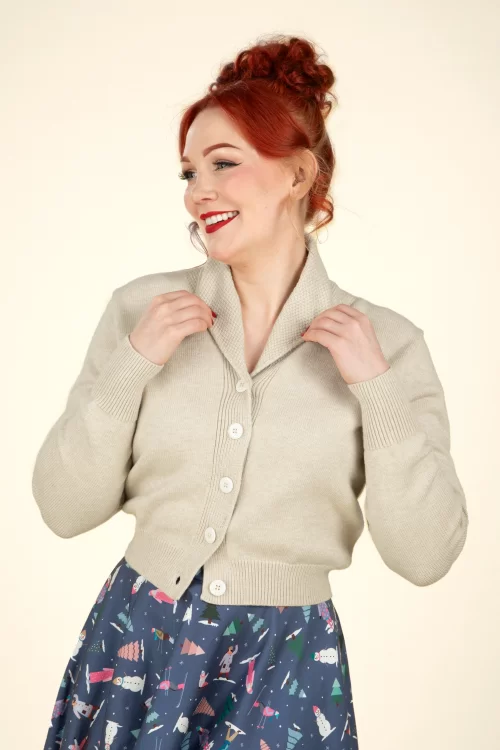 Banned Retro Violet cardigan in ivoorwit