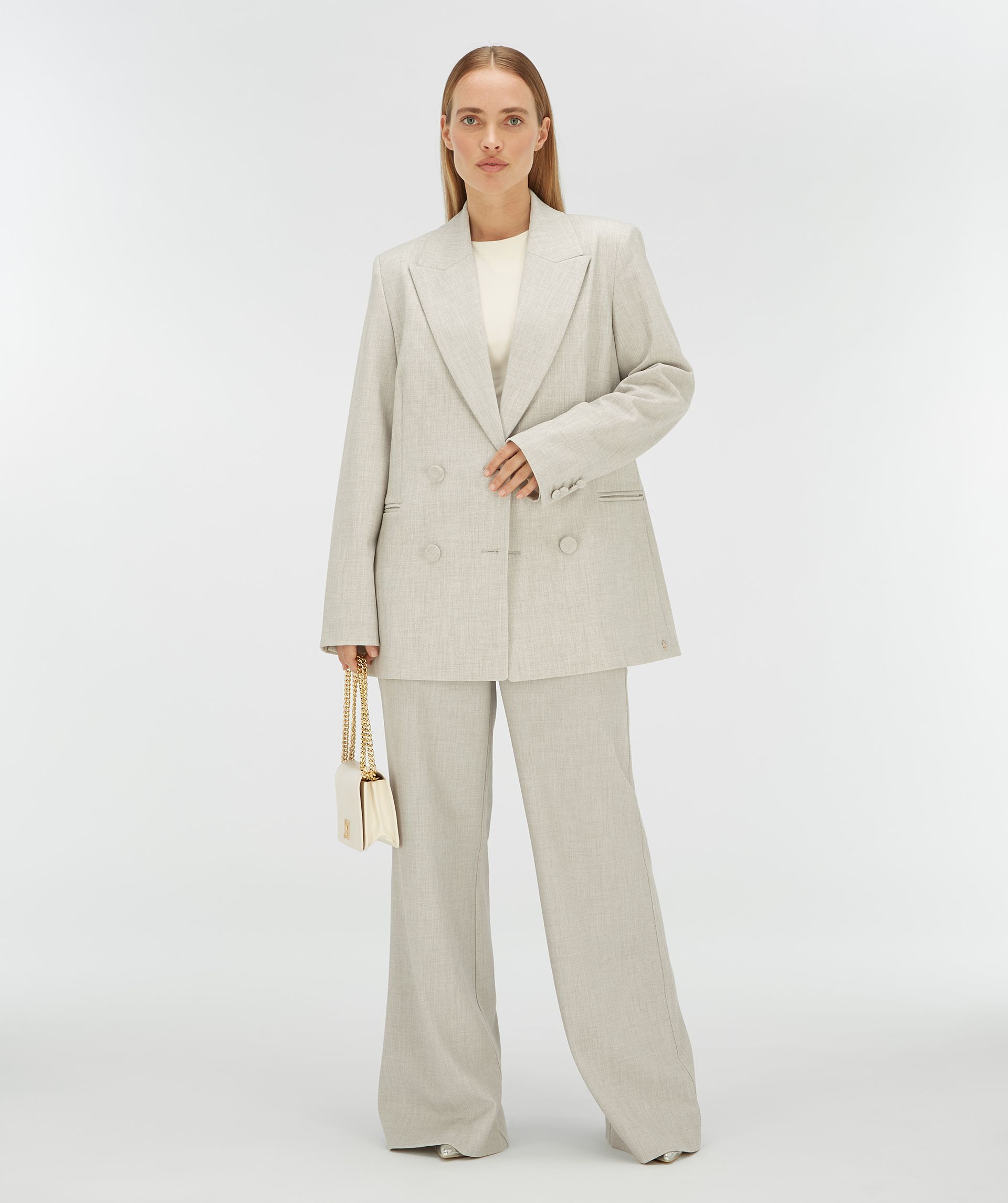 JV-DILLEN straight fit blazer - light grey melange
