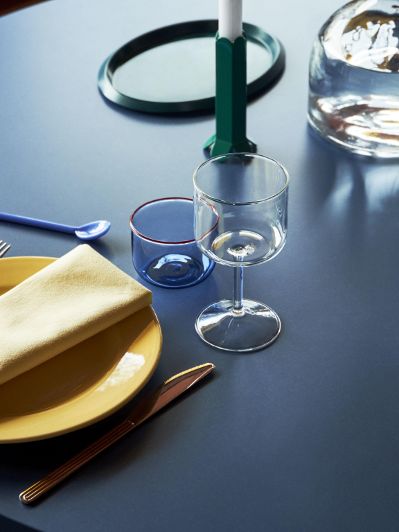 Hay Tint wijnglas set van 2 geel/roze