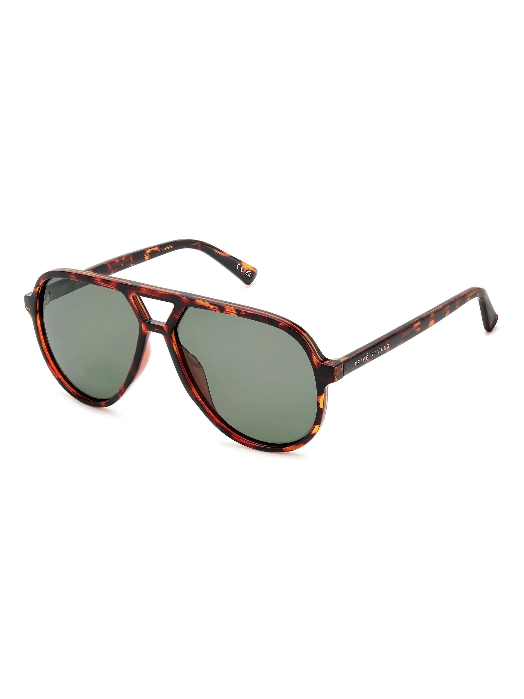 Prive Revaux Oversized Pilot Sunglasses in Havana