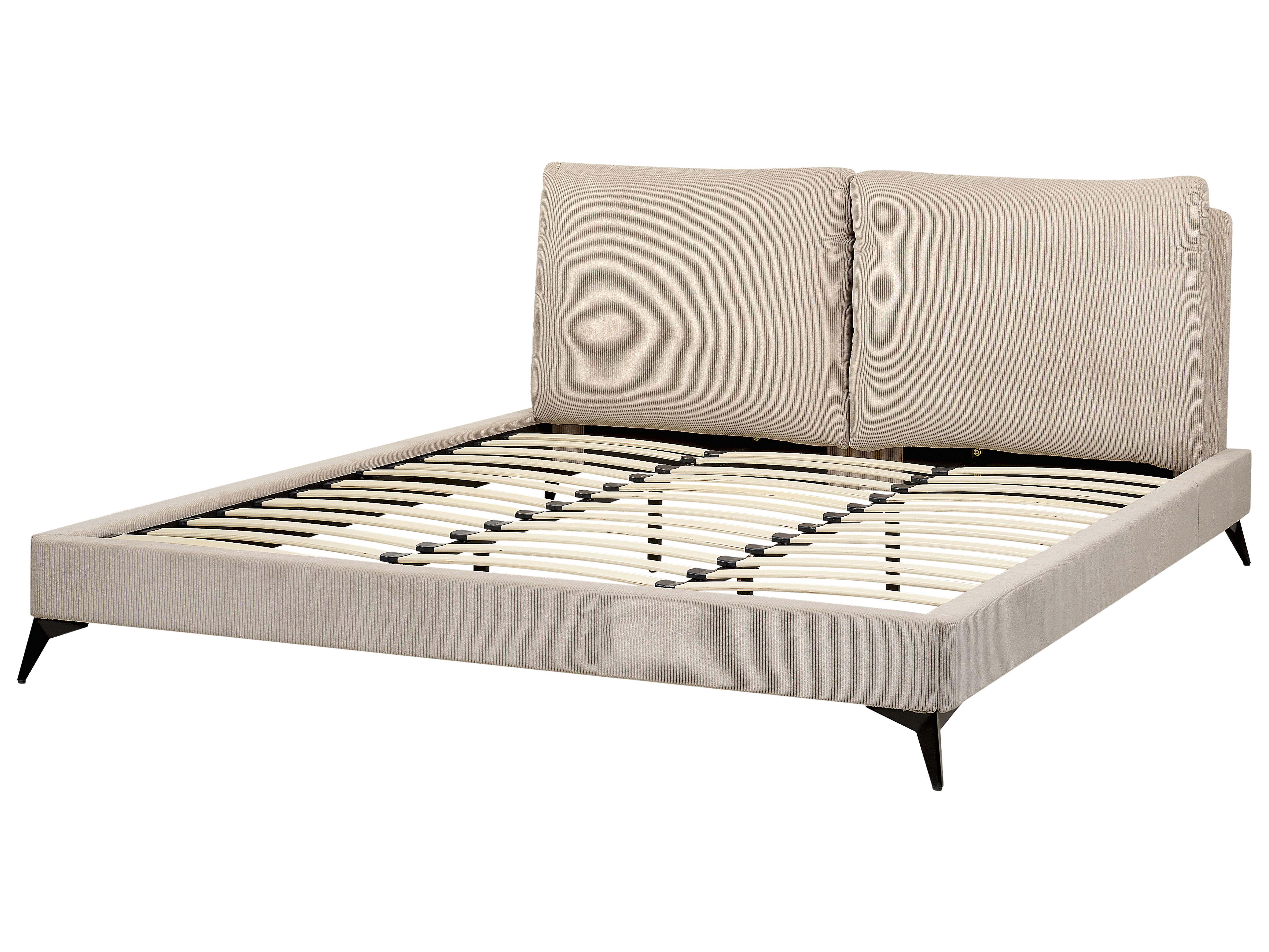 Bed Corduroy MELLE 180 x 200 cm Taupe