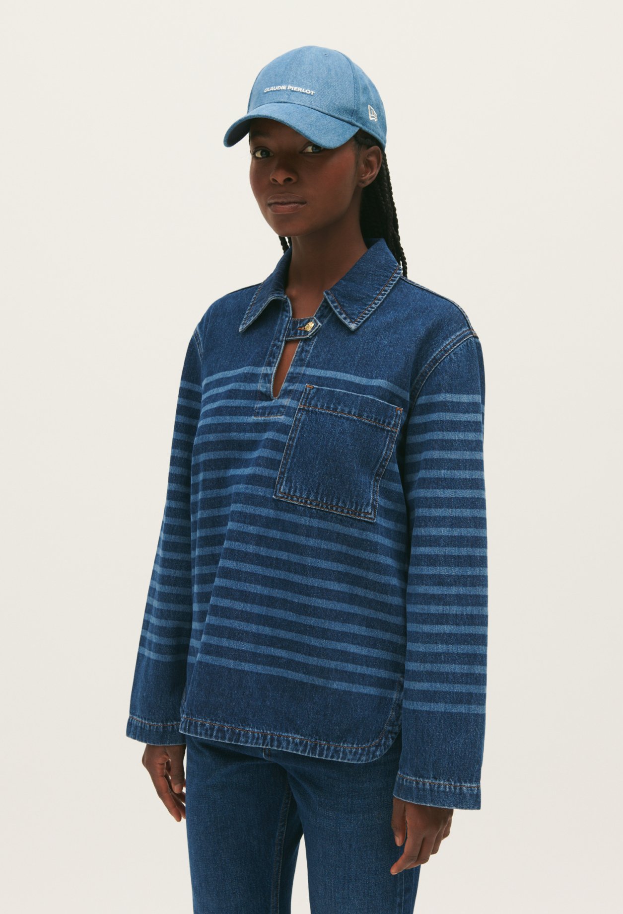 Top denim raye