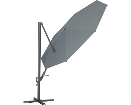 Soluna zweefparasol, model Beaujeu, Ø 300 cm, H 248 cm, rond, donkergrijs