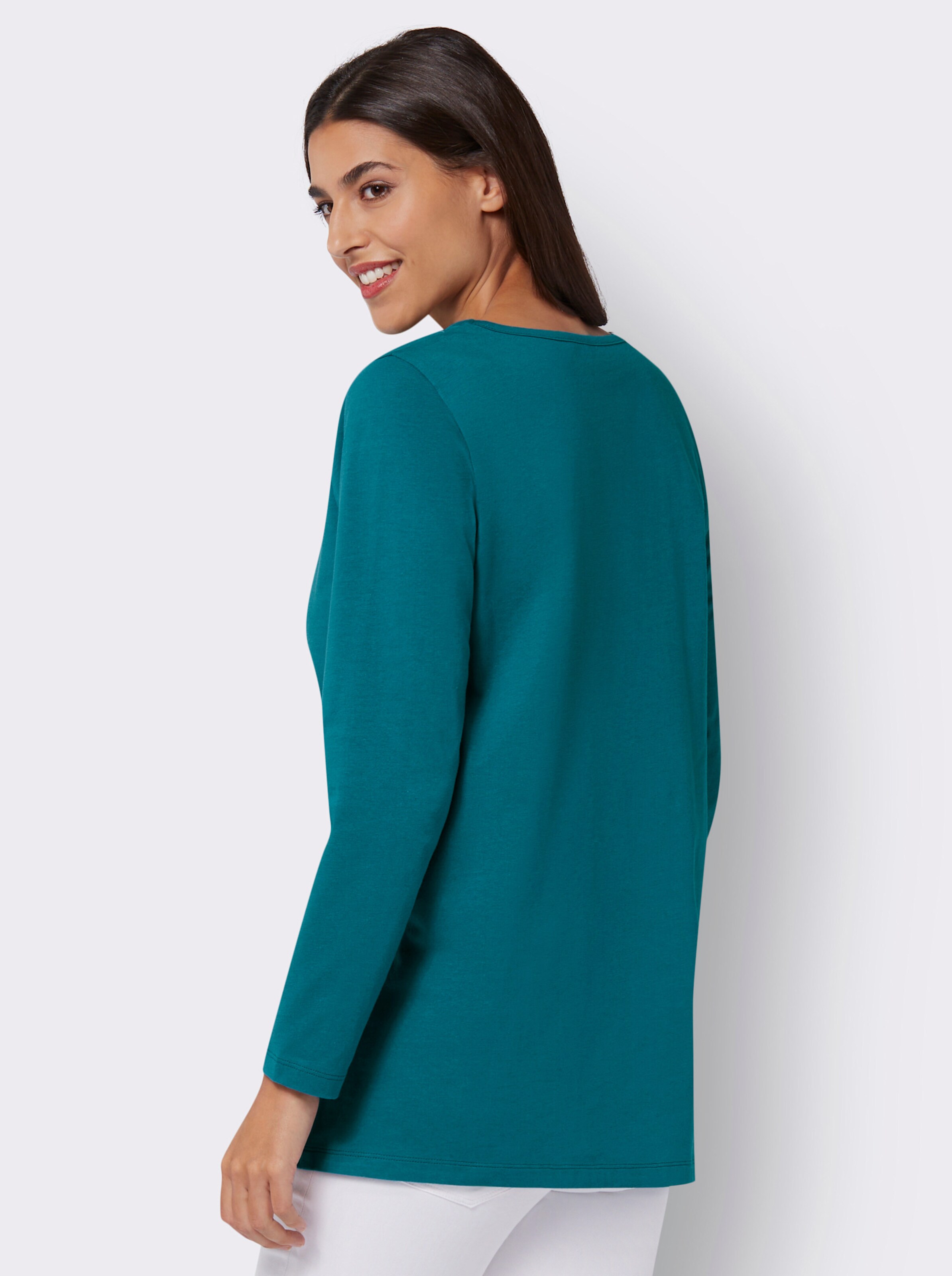 Longshirt mit glänzendem Folien-Print