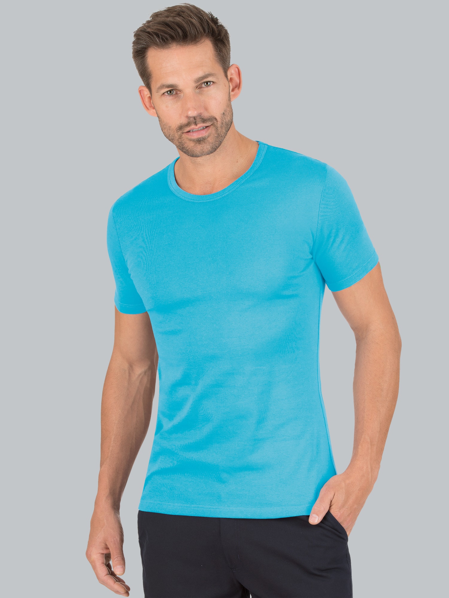 T-Shirt aus Baumwolle/Elastan Azur