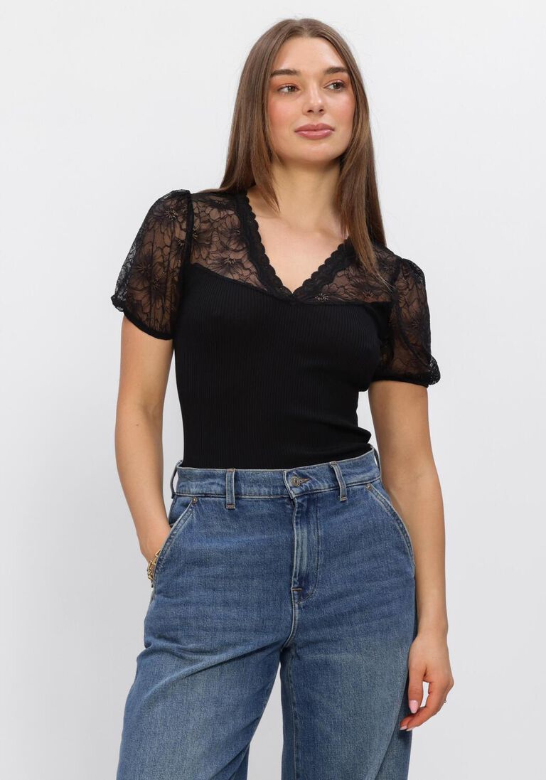 zwarte rosemunde t-shirt beatha full lace v-neck t-shirt