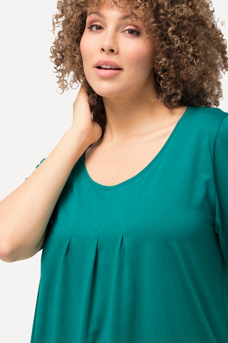 T-Shirt, Zierfalten, A-Linie, Rundhals, Halbarm, Modal