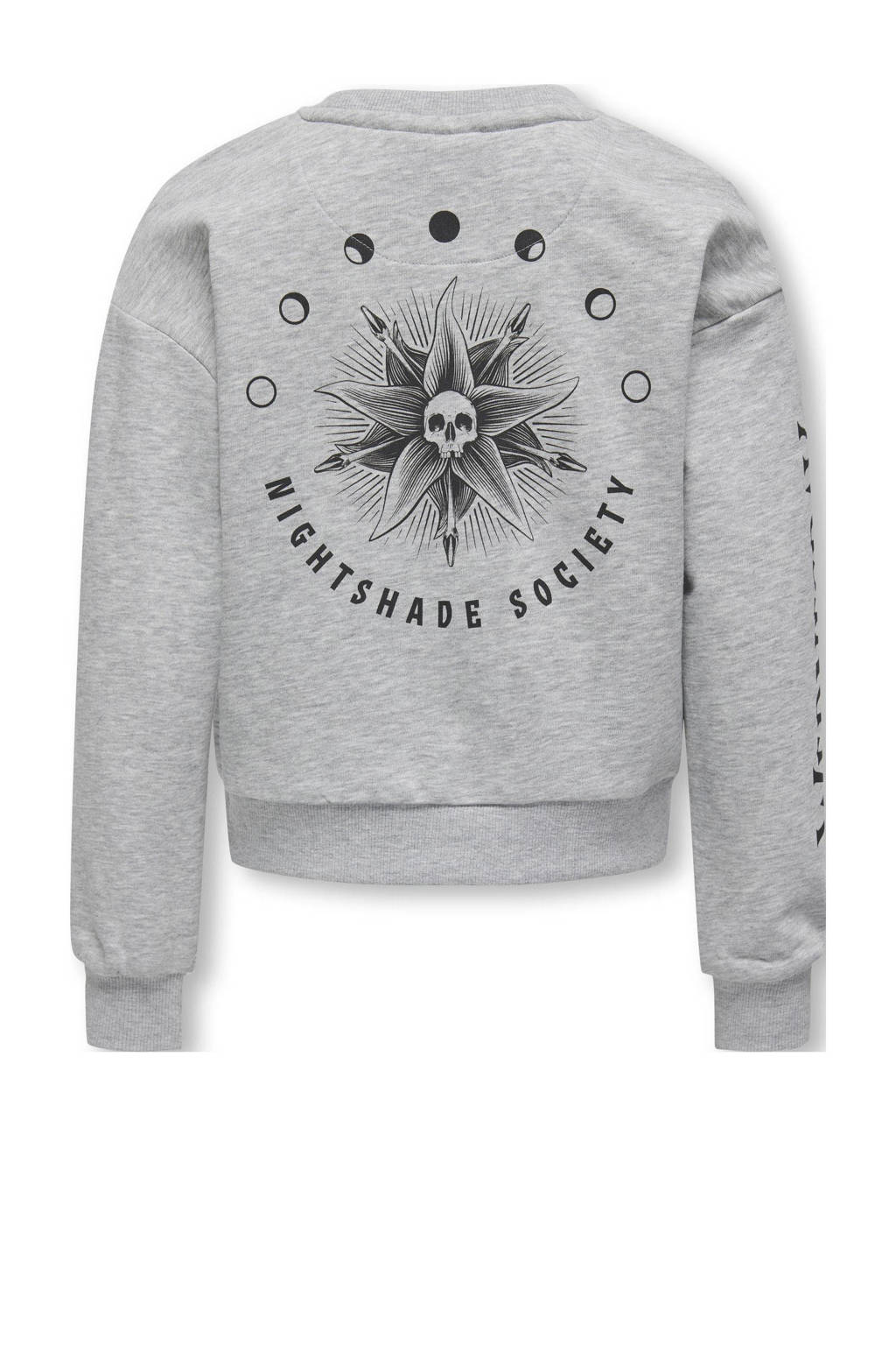 ONLY sweater met Wednesday print lichtgrijs melange