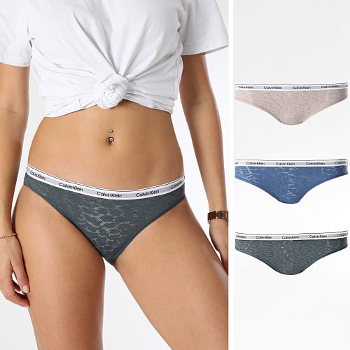 Lot De 3 Culottes Femme QD5069E Gris Anthracite Rose Bleu Marine