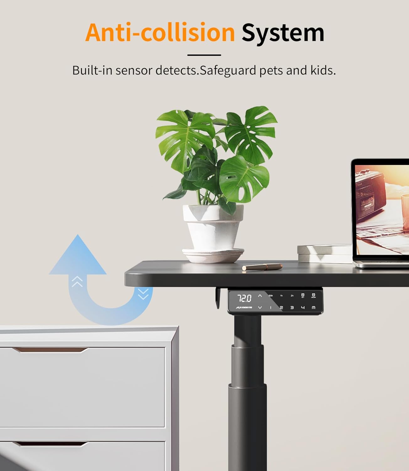 MAIDeSITe EL2 Plus Art Höhenverstellbarer Schreibtisch Gestell mit Ovaler Beindesign, Elektrisch Dualmotor Tischgestell höhenverstellbar mit 62-125cm, 4 Memory-Steuerung Schreibtisch höhenverstellbar