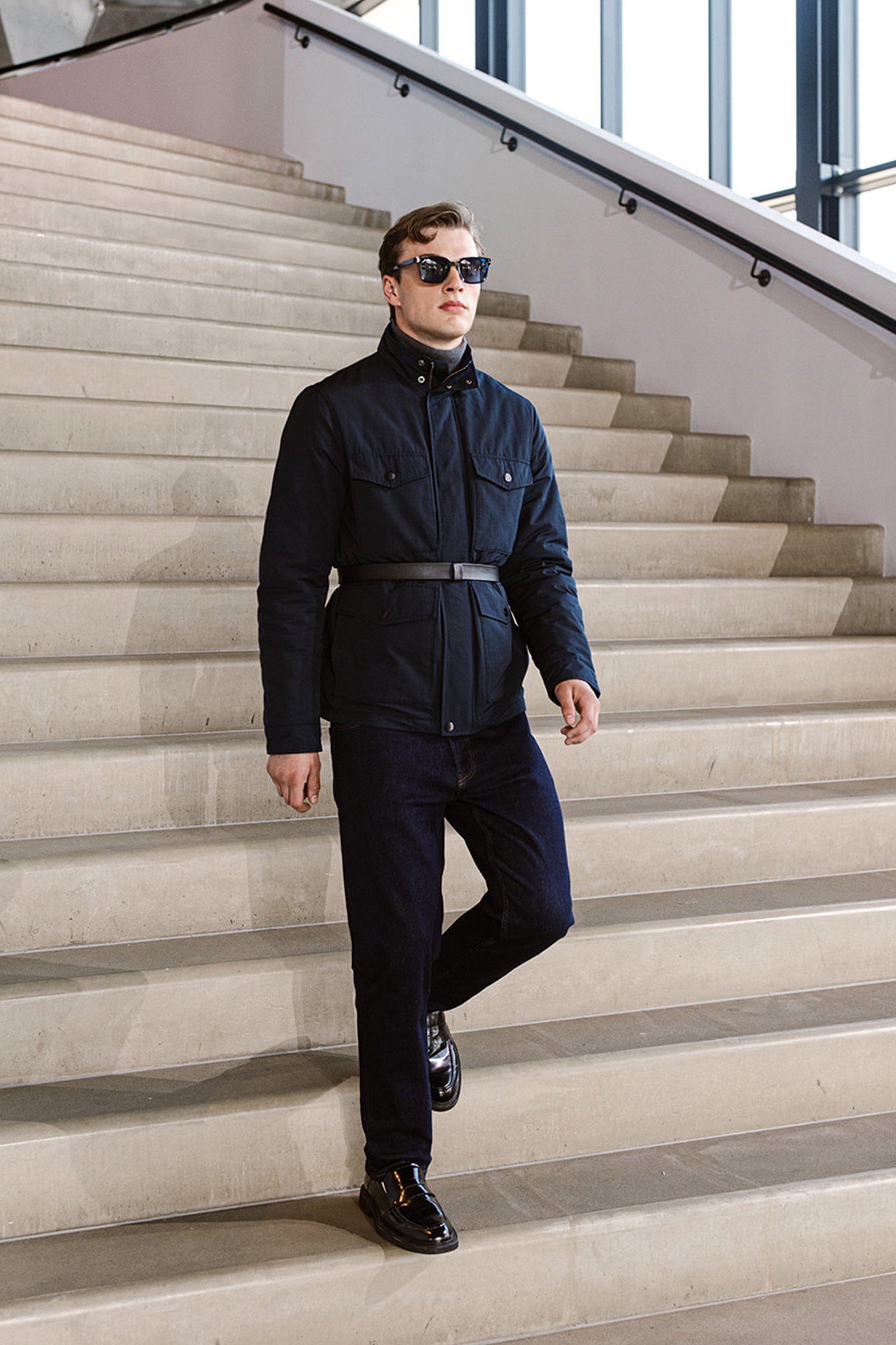 waterafstotend jack met opgestikte zakken WE Fashion Marineblauw