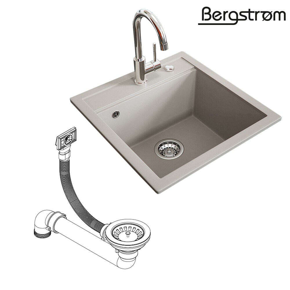 Bergström Granit Spüle Küchenspüle Einbauspüle Spülbecken 490x500mm Beige