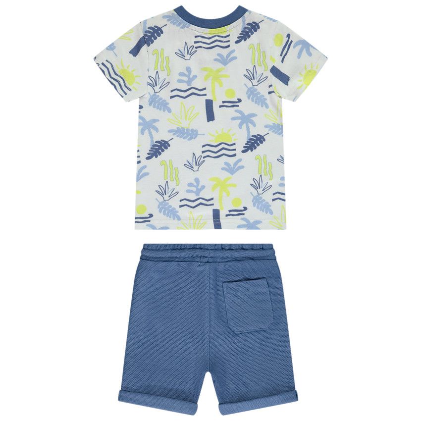 Ensemble 2 pièces avec t-shirt imprimé arty + short pour bébé garçon - Bleu moyen
