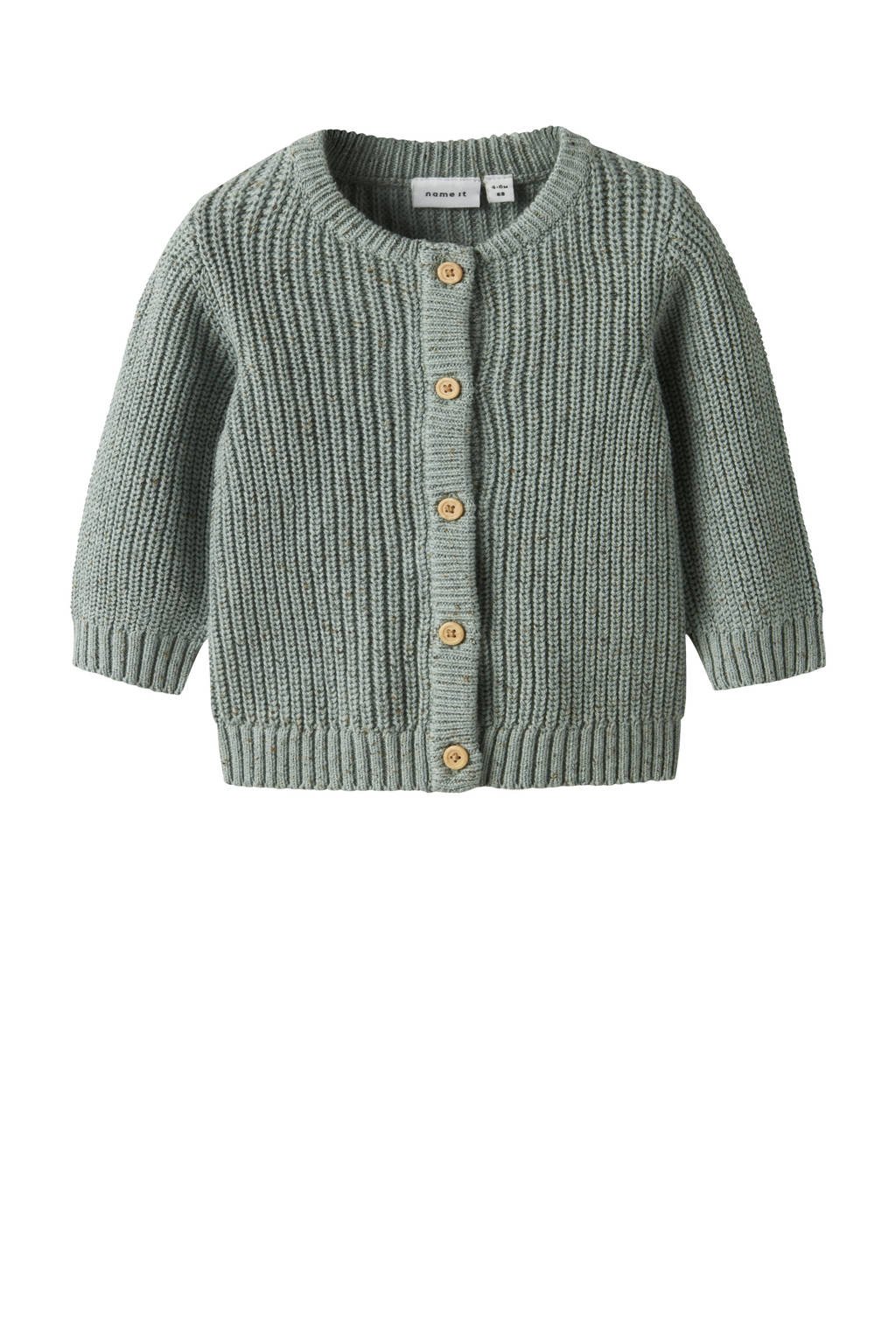 NAME IT BABY cardigan groen gebreid
