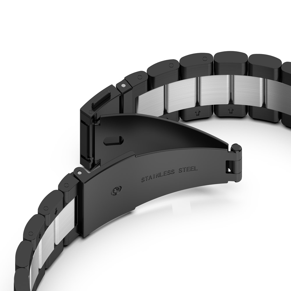 Garmin Fenix 7X / 6X Pro / 5X / 5X Plus / 3 / 3 HR / 3 Sapphire Edelstahl Armband mit Faltschliesse - Schwarz / Silber