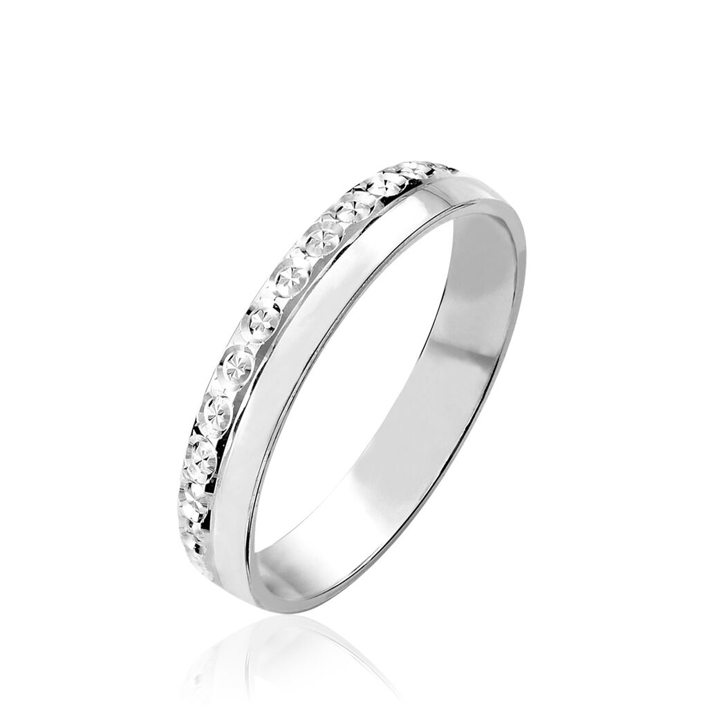 Alliance Fantaisie Diamantee Ruban Plat Or Blanc