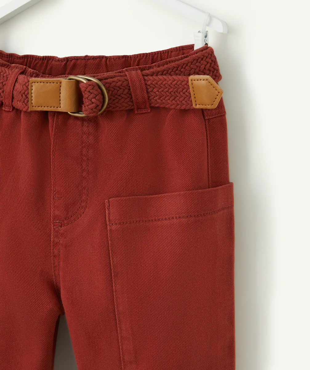 PANTALON RELAX BÉBÉ GARÇON EN VISCOSE RESPONSABLE ROUILLE AVEC CEINTURE