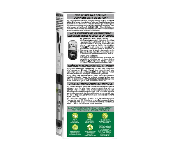 Garnier Hautklar AHA   BHA Kohle Serum