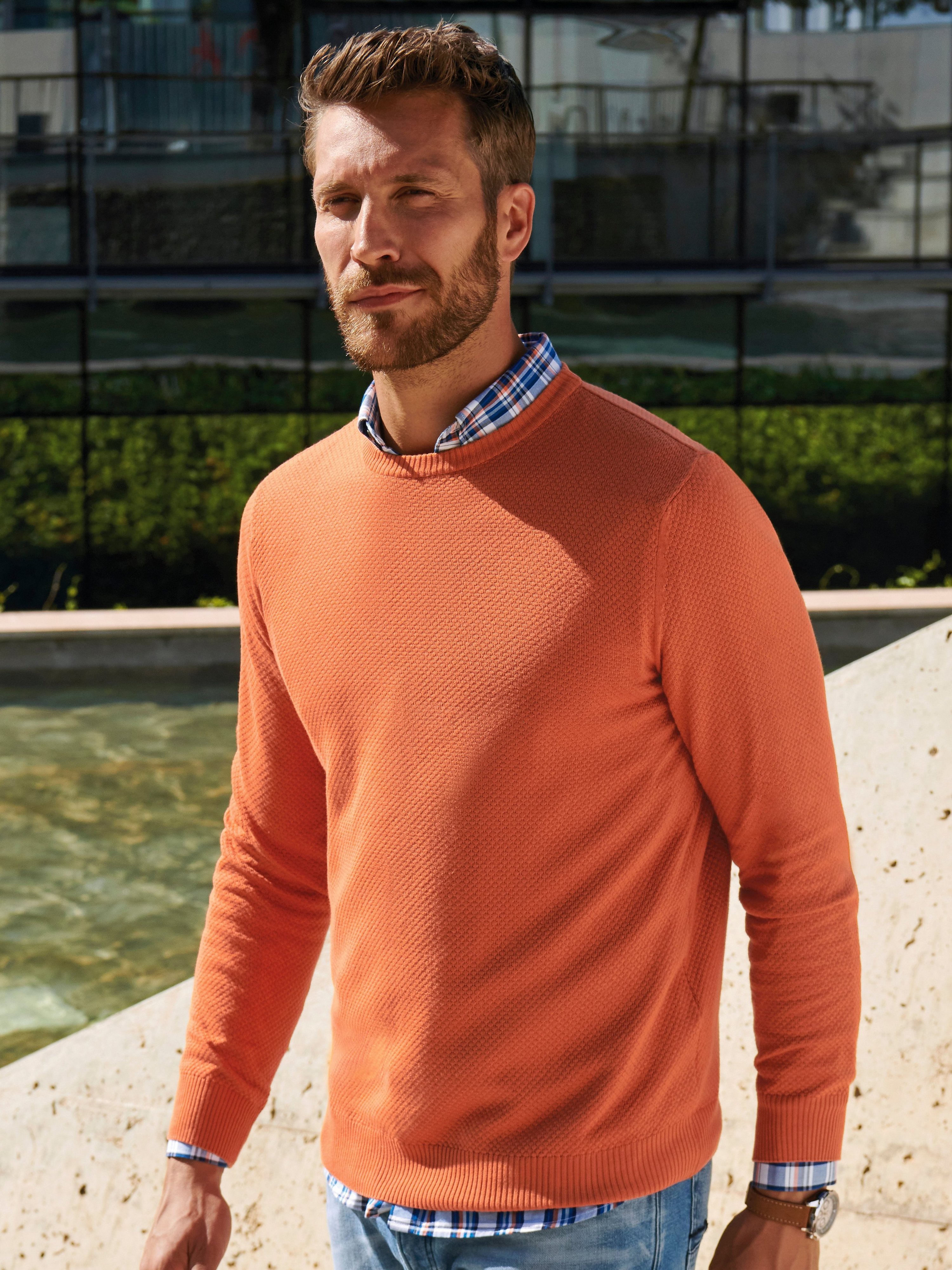 Rundhals-Pullover aus 100% Baumwolle Pima Cotton