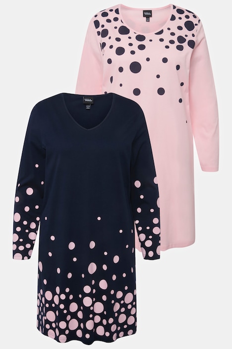 Bigshirts, 2er-Pack, V-Ausschnitt/ Rundhals, Langarm