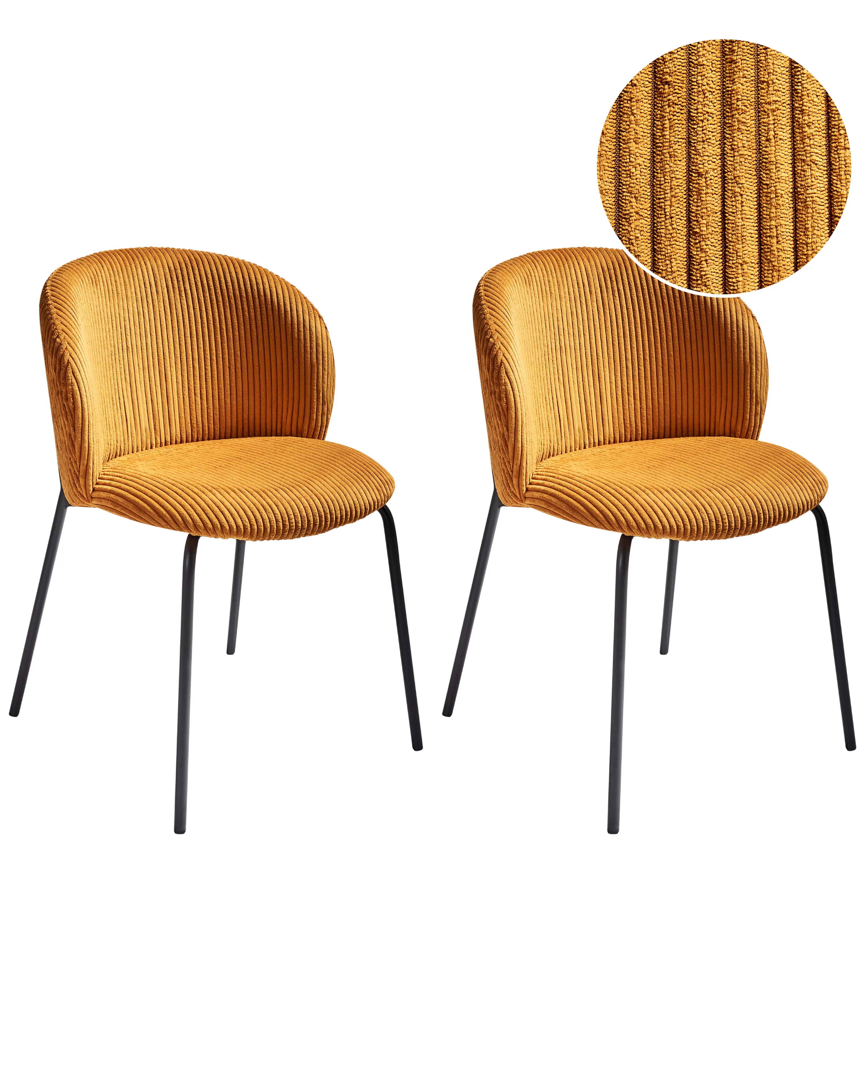 Set van 2 eetkamerstoelen MILES Corduroy Oranje