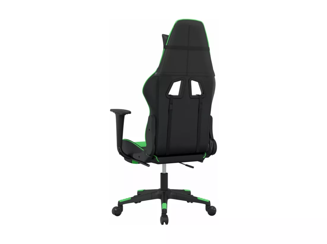 Chaise de jeu avec repose-pied Noir et vert Similicuir