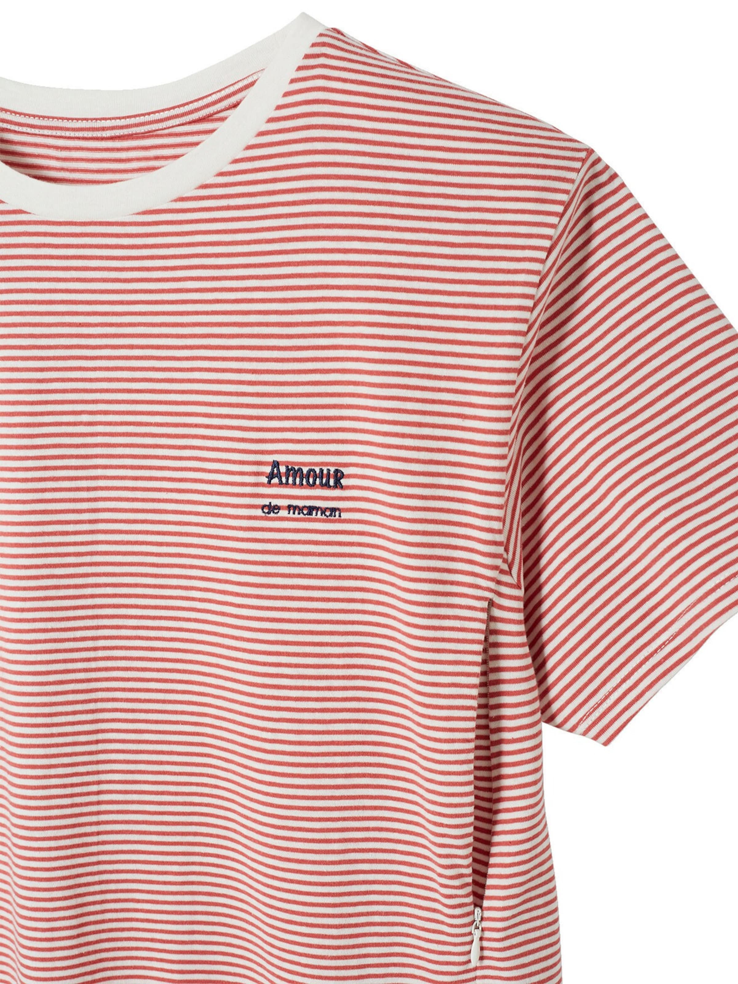 Vertbaudet T-Shirt aus Baumwolle, Schwangerschaft & Stillzeit rot gestreift