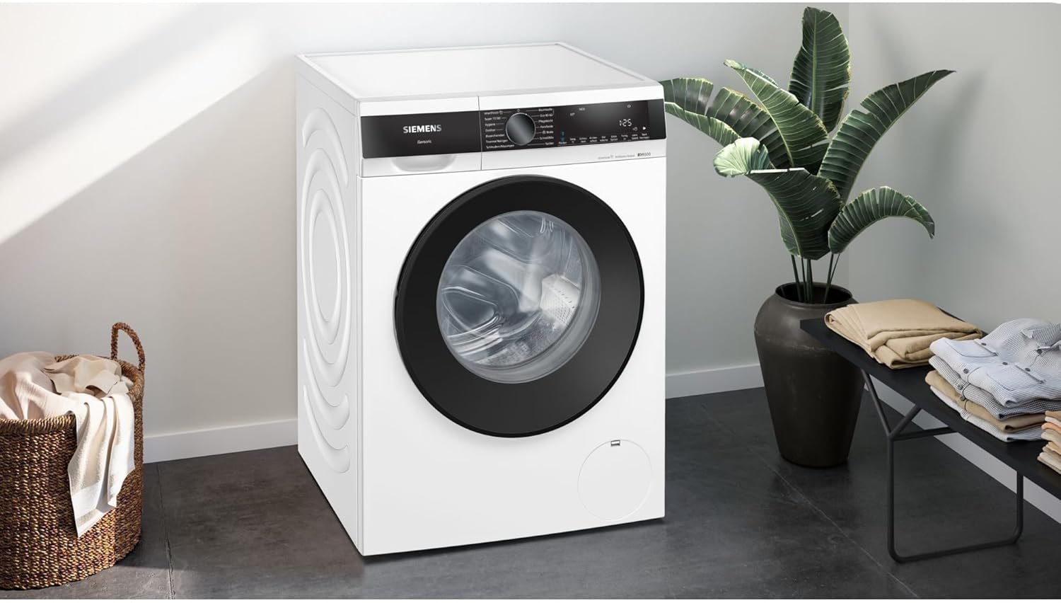 Siemens WG44G2Z22, iQ500 Waschmaschine 9 kg, 1400 UpM, Antiflecken-System, smartFinish für weniger Bügeln, Schneller Waschen mit speedPack L, waterPerfect Plus, Nachlegefunktion, LED-Display