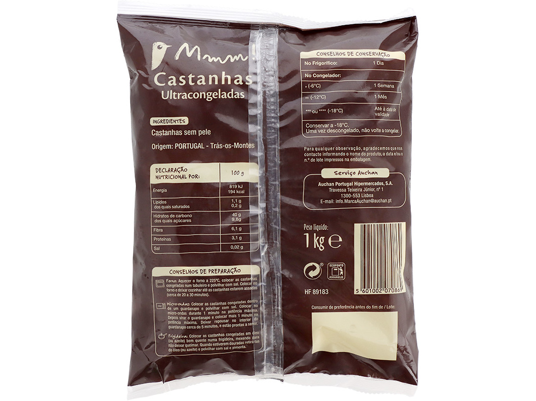 CASTANHAS AUCHAN MMM! SEM PELE TRÁS-OS-MONTES 1KG