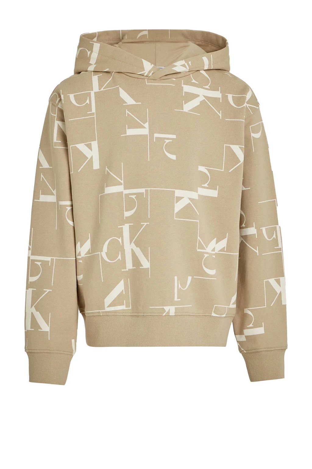 Calvin Klein hoodie met all over print beige/wit