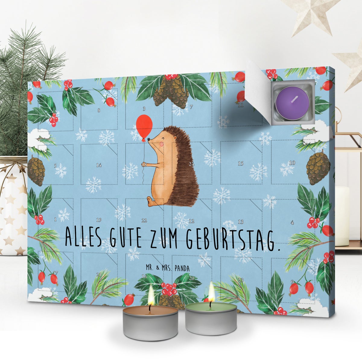 Mr. & Mrs. Panda Geurkaars Adventskalender Egel Ballon - Pastelblauw