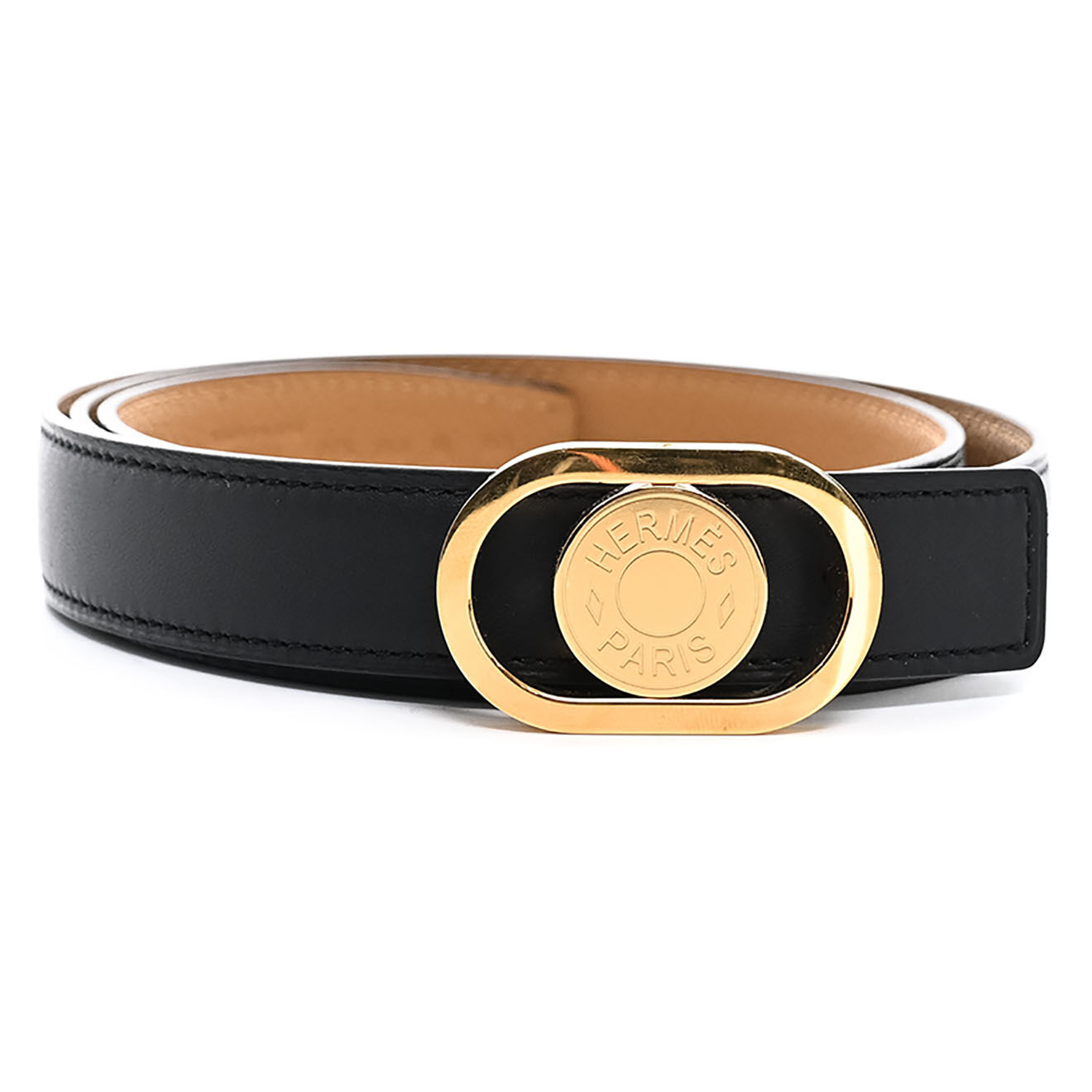 Hermès Ceinture réversible en Cuir et Sésame noire - Très bon état