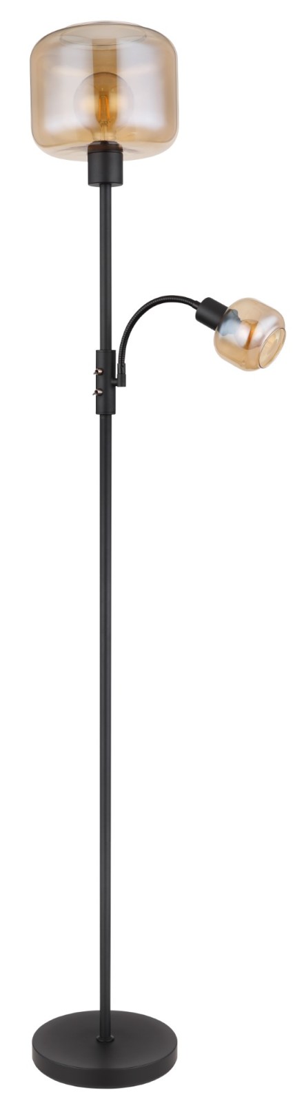 Stehleuchte - schwarz-amberfarben - Kippschalter - 165 cm hoch