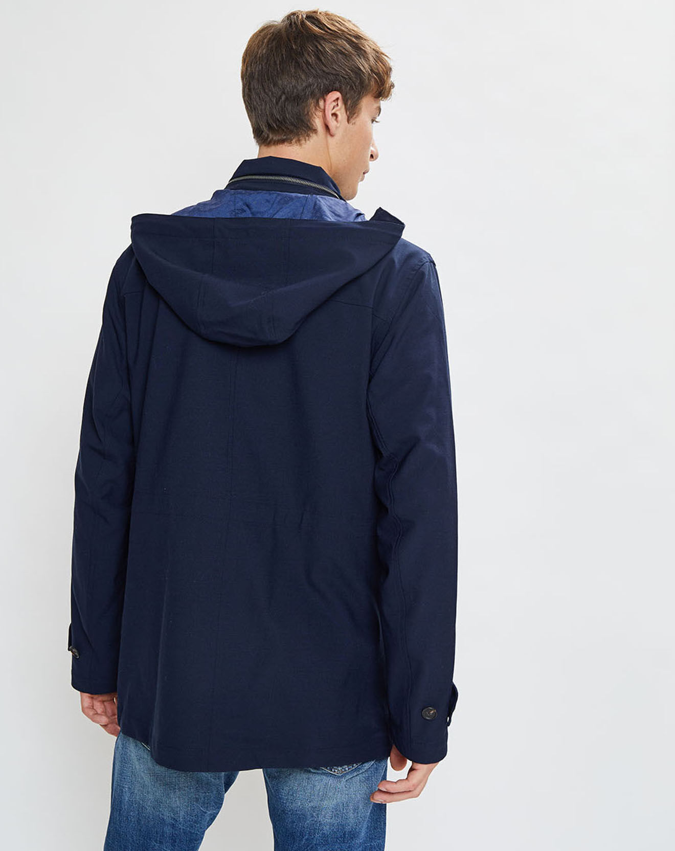 Hackett London Parka à capuche Nylon Travel bleu marine
