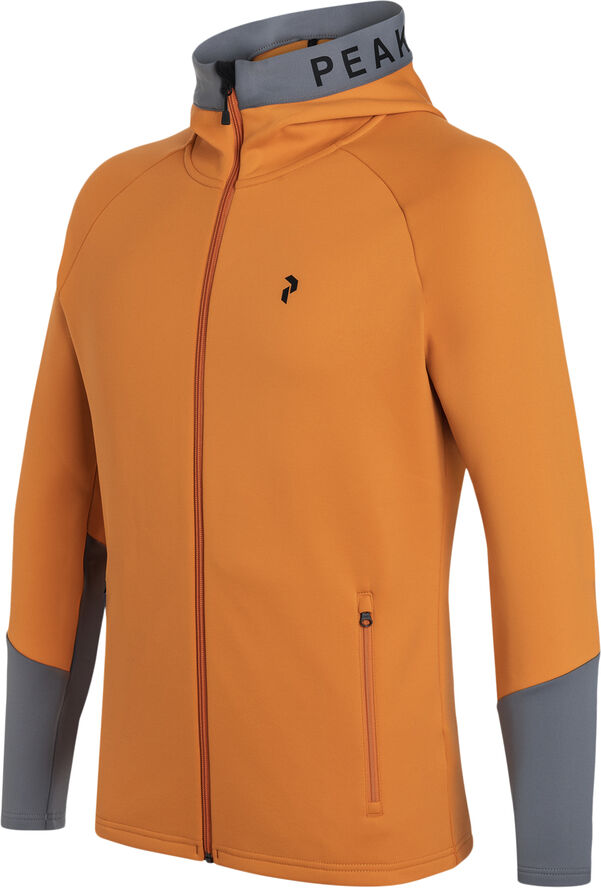 Peak Performance M Rider Mid Zip Hood-ORANGE FLARE-Q Orange flare/quiet grey/