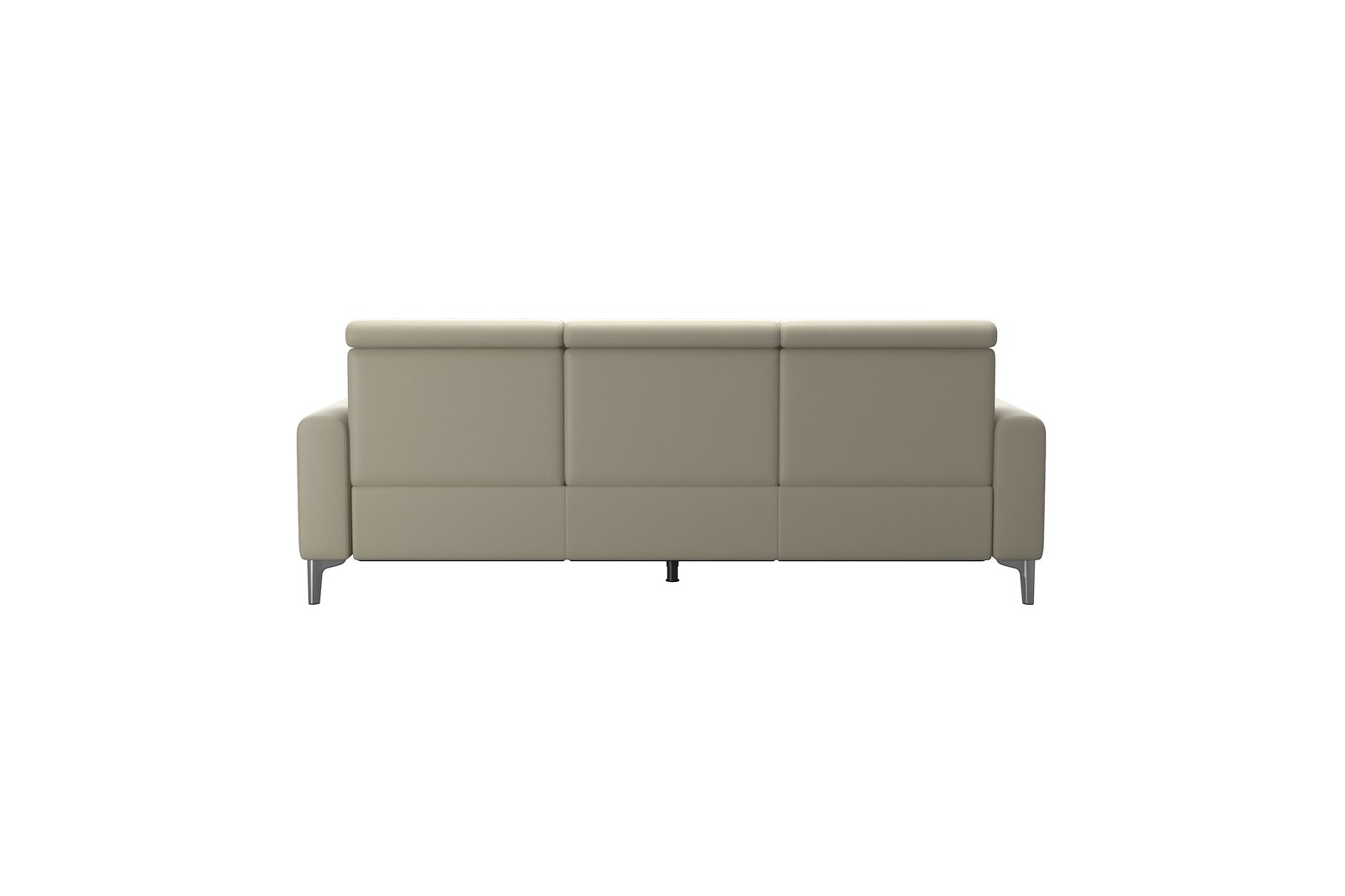 Anna 3-seter Hud Paloma Light Grey med A1 arm og polerte organiske alu ben, 14 cm. (Power-Manual-Manual)