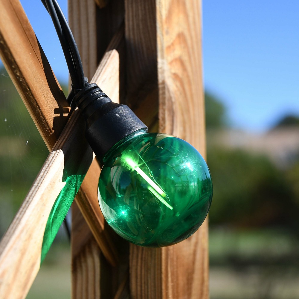 Guirlande guinguette arlequin multicolore - 5m prolongeable câble noir - 10 ampoules à filaments - chromex