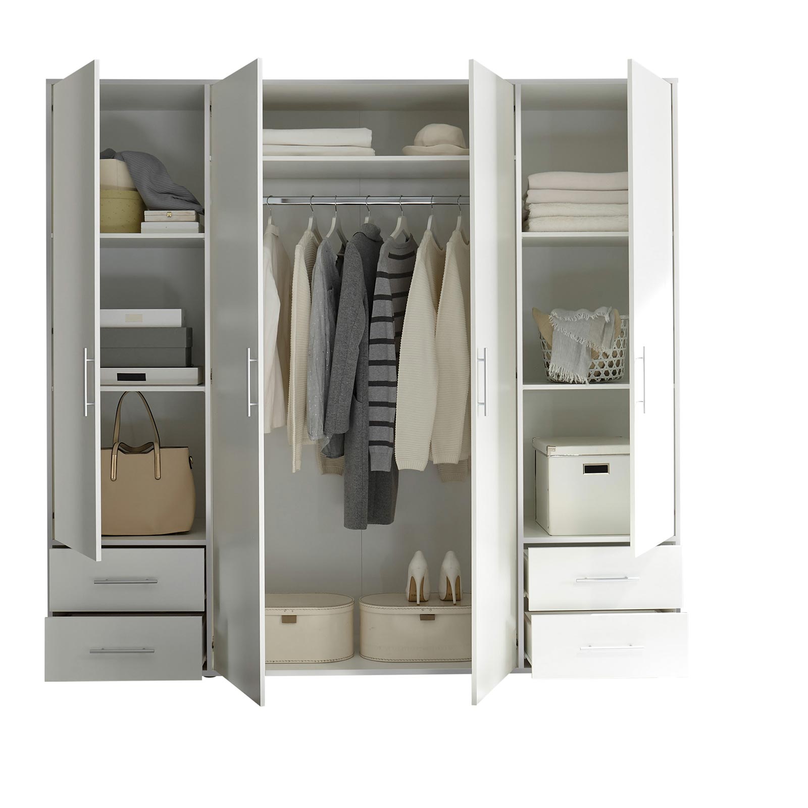 Drehtürenschrank - Matera - weiß - 206 cm breit