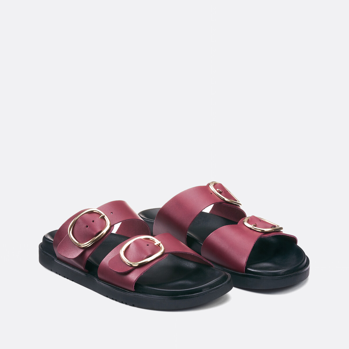 COLEÇÕES LA REDOUTE<br>Mules de couro com fivela dupla, modelo Signature SALOME