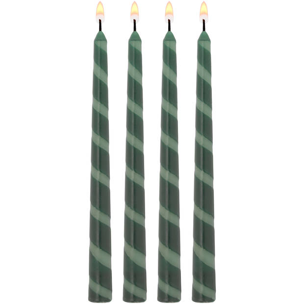 Blokker Dinerkaarsen - 4 stuks - 25 cm - Lichtgroen / Donkergroen