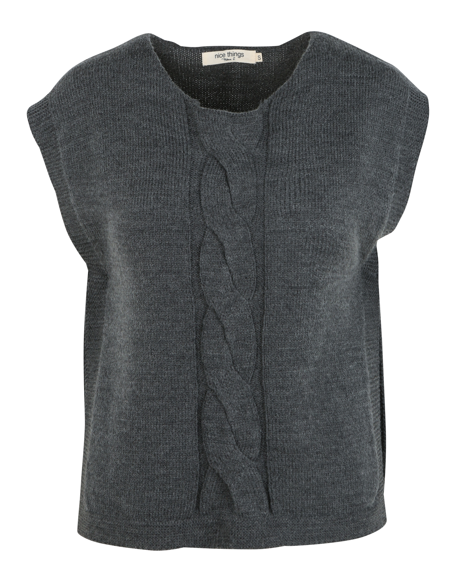 Pull droit col rond en laine mélangée | Gris