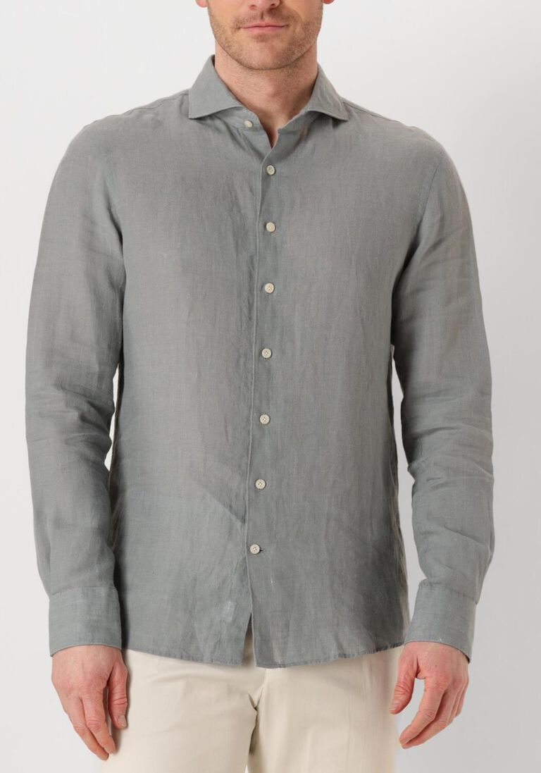 groene profuomo klassiek overhemd shirt x-cutaway linen