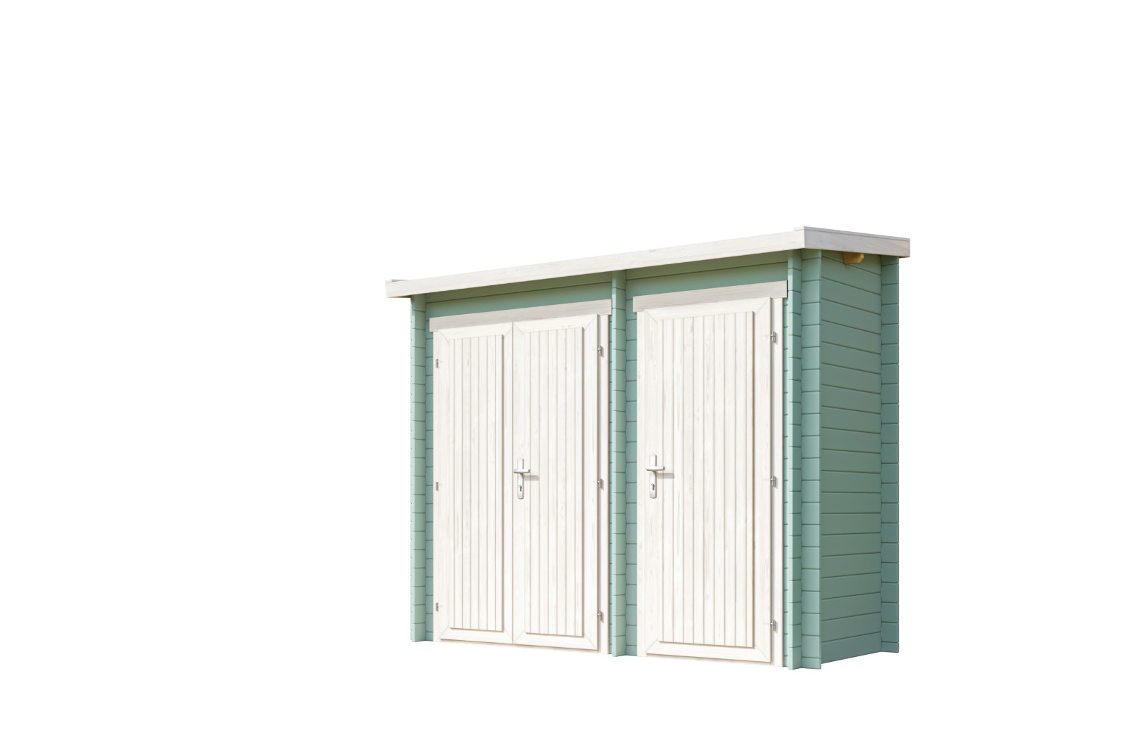 Blockbohlenhaus - gletschergrün - Fichtenholz massiv - 280x125 cm