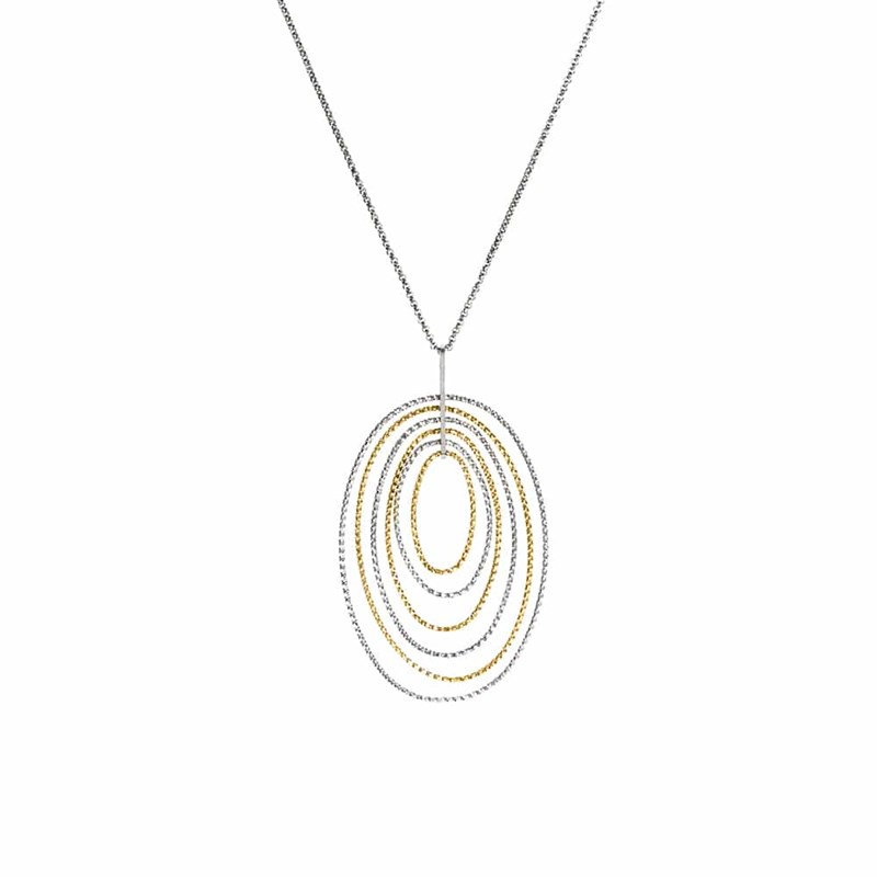 Collier Argent Doré Rhodié Ovale Diamanté